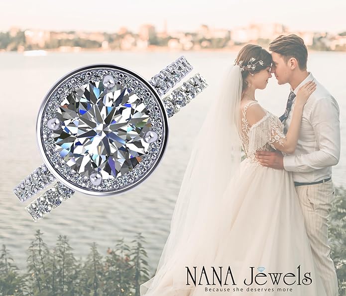 NANA Jewels Sterling Silver Engagement Rings for Women - Choose Simulated Morganite, Citrine, Aquamarine & More