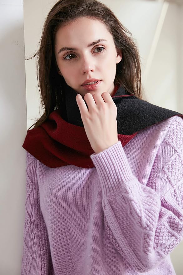 EURKEA 100% Cashmere 2025 Winter Scarf for Women Fringed Edges Warm & Soft Lightweight Solid/Plaid/Two-Tone Free Size