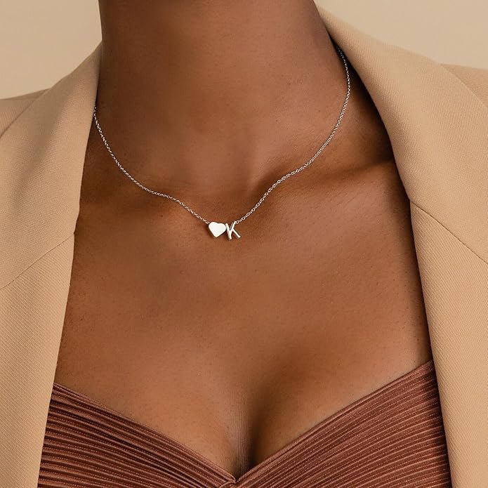 Turandoss Christmas Gifts for Grandkids - Dainty 18K Gold Plated Tiny Heart Initial A-Z Letter Pendant Necklace Stocking Stuffers for Teen Girls Jewelry