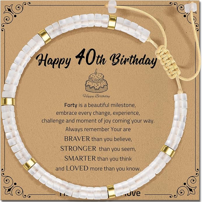 30th 40th 50th 60th 70th 80th Birthday Gifts for Women, Natural Stone Bracelet Birthday Gifts for Mom Daughter Grandma Sister Friends Coworker