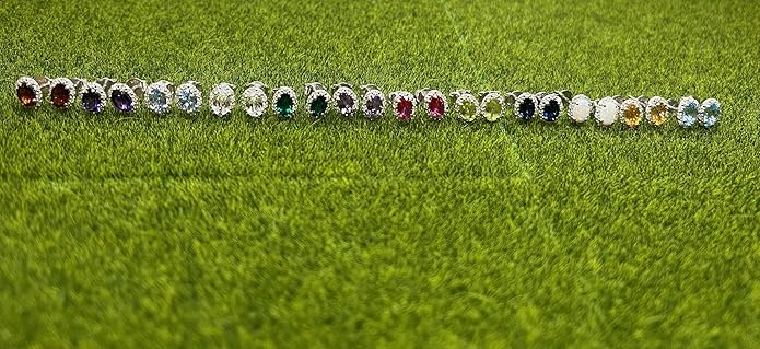 10K White Gold Oval Gemstone and Natural Round Diamonds Stud Earrings for Women - Hypoallergenic Trendy Ladies Earrings for Women - Jewelry Gifts for Wife
