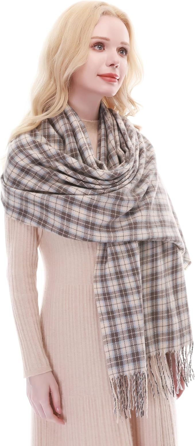 RIIQIICHY Plaid Scarf for Women Fall Winter Pashmina Scarves Wraps for Cold Weather Warm Large