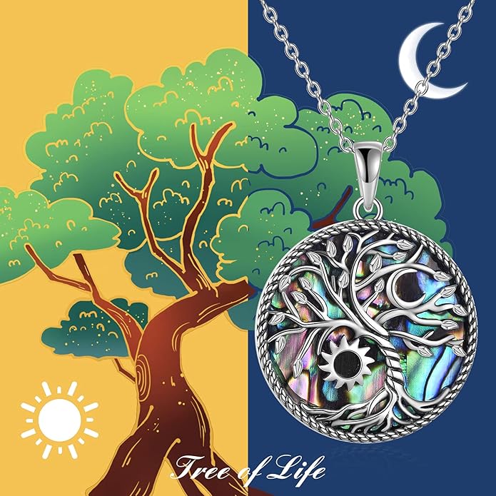 TIGER RIDER Tree of Life Necklace Sterling Silver Family Tree Pendant Jewelry for Mother Grandmother