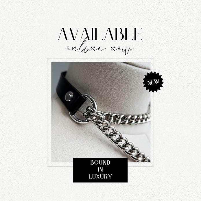 Black/Pink Leather Choker Necklace For Women, Handmade Adjustable Chain Collar with Metallic Heart Ring