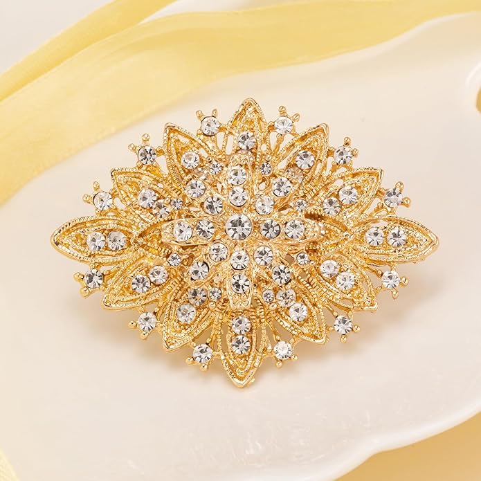 HAISWET Vintage Art Deco Crystal Rhinestone Brooch Pin for Women