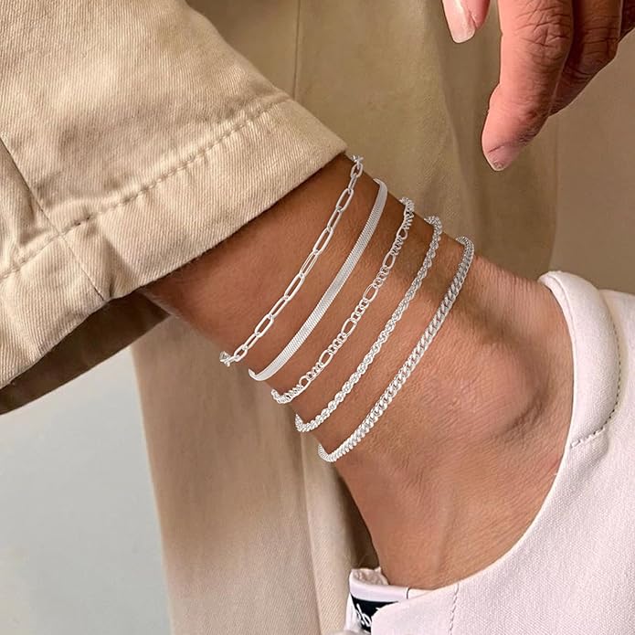 Gold/Silver Plated Anklet Bracelets for Women Waterproof Plus Size Cuban Link Chain Ankle Bracelet for Large Ankle 9-12inch