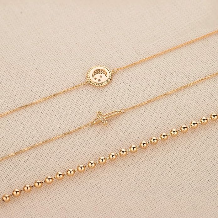 LOYATA Chain Bracelet Gold Link 14K Gold Plated Dainty Pearl Bracelet Simple Jewelry Gift for Women