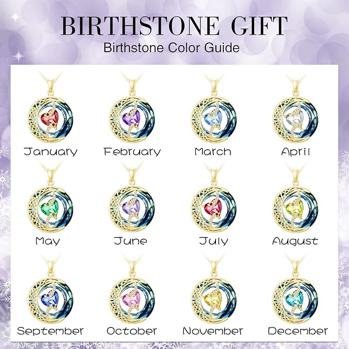 TOUPOP Christmas Gifts Birthstone Necklace 925 Sterling Silver Moon and Star Pendant with Blue Crystal Celtic Moon Jewelry Birthday Gifts for Women Mom Wife Her Daughter