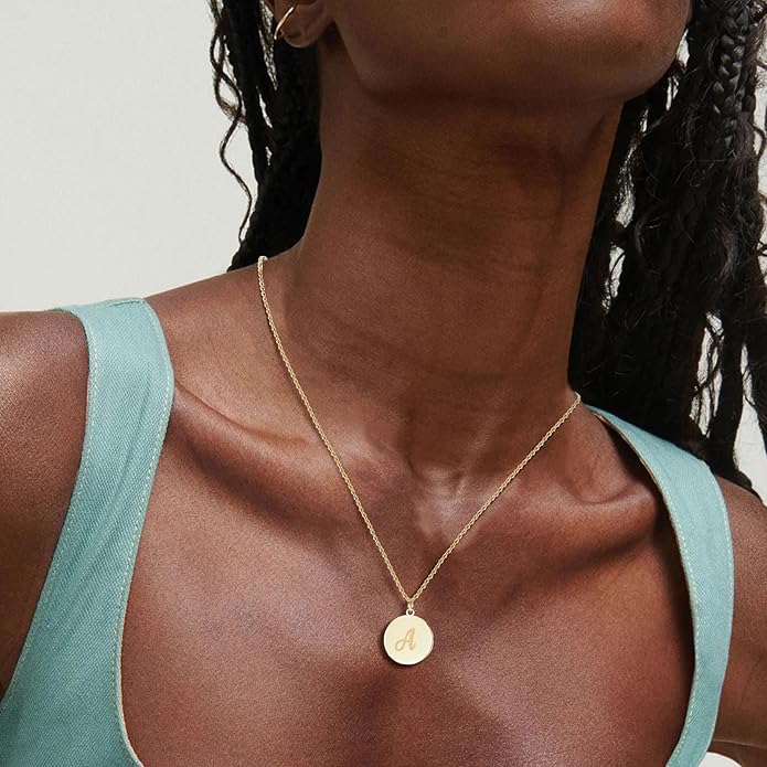 KSF Gold Layered Necklaces for Women Trendy - 18K Gold Plated Layered Choker Initial Letter Coin Pendants Necklace Stack Paperclip Chain Gold Jewelry Gifts Set Non Tarnish