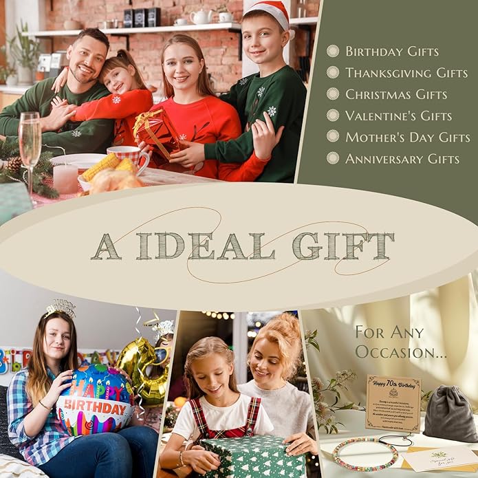 30th 40th 50th 60th 70th 80th Birthday Gifts for Women, Natural Stone Bracelet Birthday Gifts for Mom Daughter Grandma Sister Friends Coworker