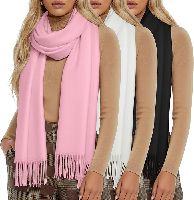 Oakgarden 3 Pack Winter Scarf for Women Pashmina Scarves Shawl Wraps Bridesmaid Gifts for Evening Dresses