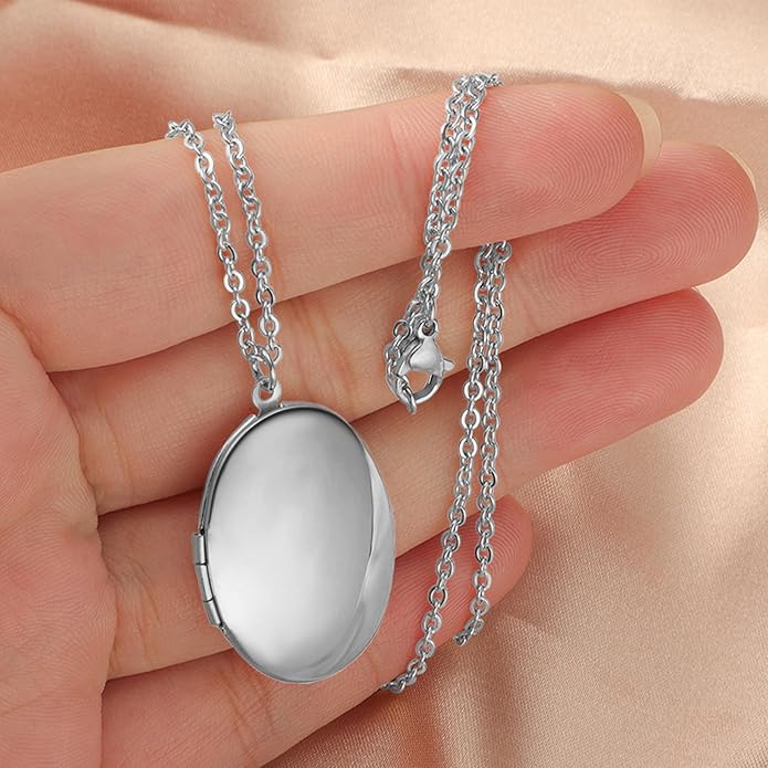 PHOCKSIN Personalized Locket Necklace for Women Photo Necklace with Customized Picture Birth Flower Birthstone New Years Gifts for Women