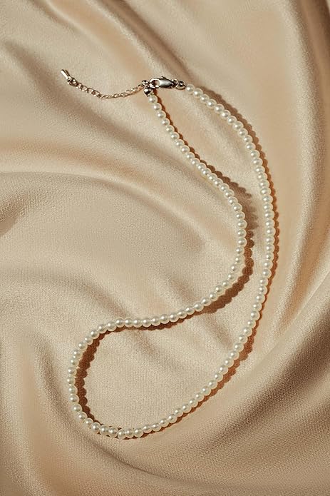 BABEYOND Round Imitation Pearl Necklace Wedding Pearl Necklace for Brides