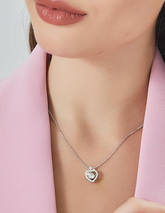 MomentWish Necklace for Women, Sparkling Gift for Her, 1Carat Moissanite Heart Pendent for Her, 925 Sterling Silver Dance Necklace for Anniversary Christmas Valentines