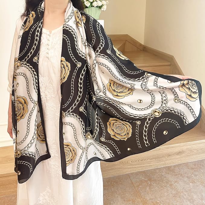 Long Silk Like Scarf Lightweight Satin Scarves Large Sunscreen Shawl Wrap for Women