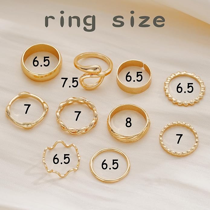 FAXHION Gold Knuckle Rings Set for Women Snake Chain Stacking Ring Vintage BOHO Midi Rings SIze Mixed