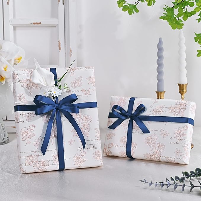 LEEQE Double Face Navy Blue Satin Ribbon 1/2 inch X 50 Yards Polyester Navy Blue Ribbon for Gift Wrapping Very Suitable for Weddings Party Invitation Decorations and More