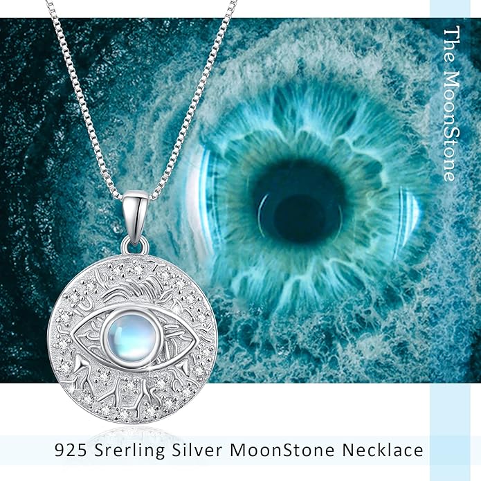 TUGHRA Evil Eye Necklace S925 Sterling Silver Evil Eye Pendant Necklaces Protection Jewelry Amulet Gift for Women Girls Boys Men Birthday Anniversary