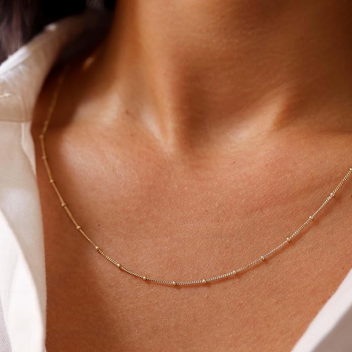 AILPIWE Layered Gold Necklaces for Women, 18K Gold Plated Dainty Paperclip Box Cuban Satellite Chain Necklace Set, Simple Gold Necklace Stack for Women