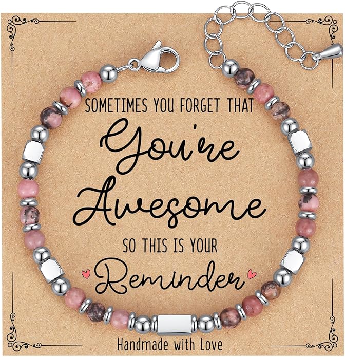 Tiny Gemstone Beaded Bracelets for Women Teen Girls, You are Awesome Jewelry Gifts for Women, Friends, Sister, Mom, Daughter...