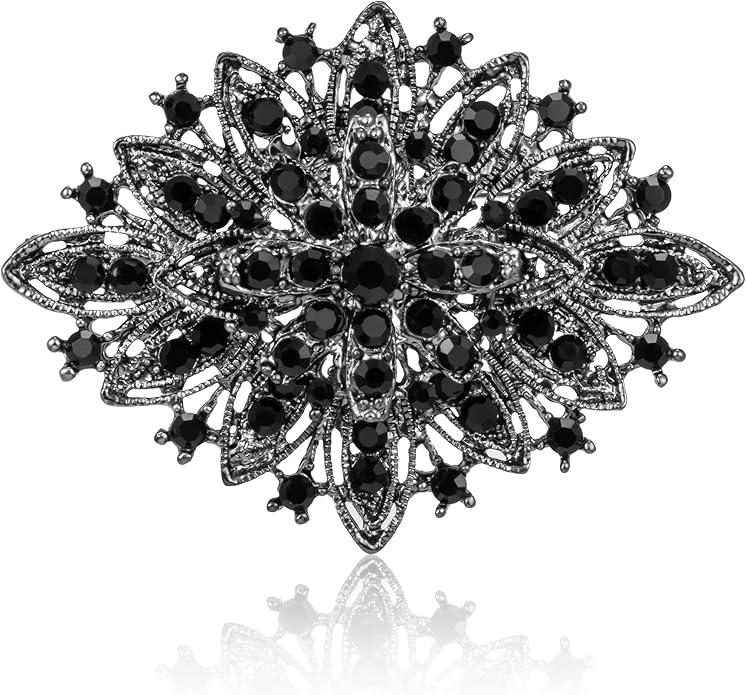 HAISWET Vintage Art Deco Crystal Rhinestone Brooch Pin for Women