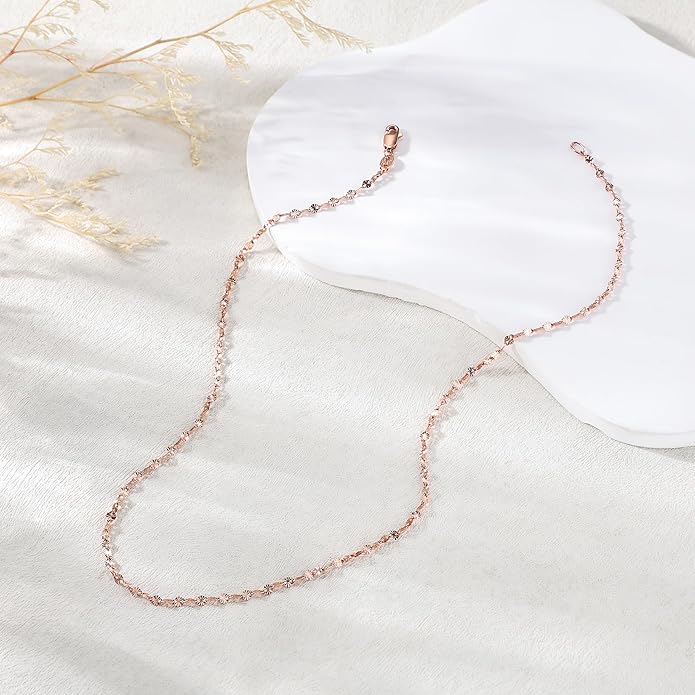 925 Sterling Silver Chain Necklace Link Chain Necklace for Women Simple Dainty 16K Gold Plated Necklace for Women Minimalist Waterproof Silver Necklace Trendy Jewelry Gifts