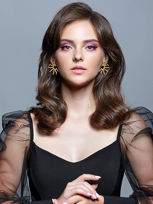 Glenmal 6 Pair Gold Statement Earrings for Women Large Gold Geometric Earrings Woven Twisted Leaf Earring Jewelry Gift