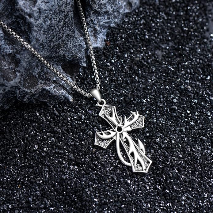 KoyeKei Cross Necklace for Men 925 Sterling Silver Celtic Cross Pendant Christian Jewelry Religious Christmas Gifts for Women