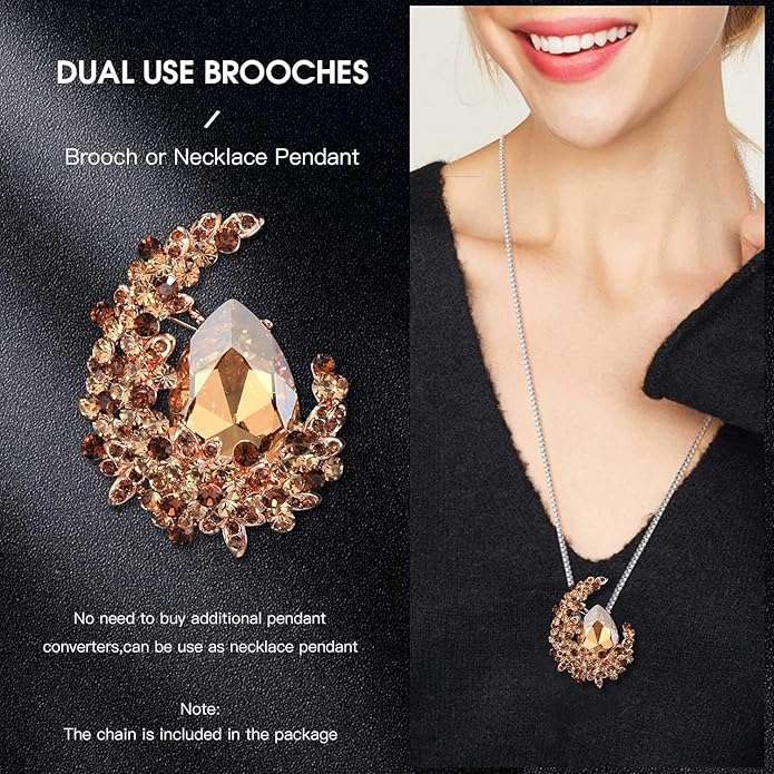 Brooches for Women, Fashion Rhinestone with Crystal Jewelry Women's Brooches & Pins Christmas Gift
