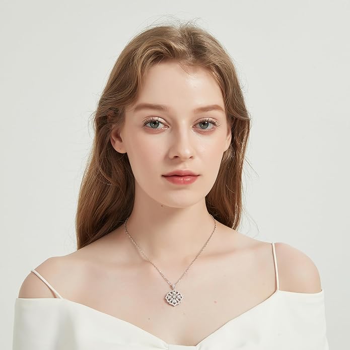 THELANDA Genuine Moissanite Sterling Silver Vintage Classic Clover Cross Flourish Pendant Necklace, Adjustable 18-20 Inch Chain with Lobster Clasp, Elegant Jewelry Gift for Women