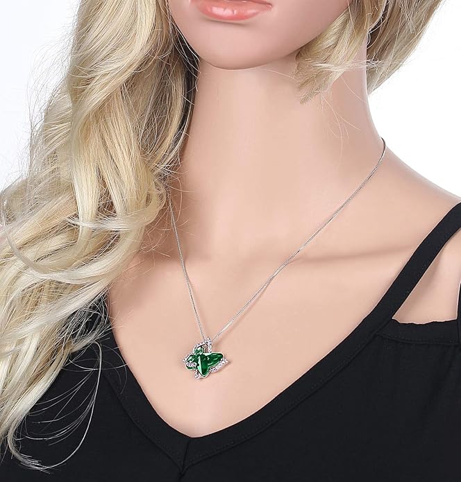 Gift Butterfly Birthstone Crystal Necklace, Silver Tone with 18”+2” Chain, Necklace for Mother’s Day Anniversary Birthday Gifts for Women and Daughter