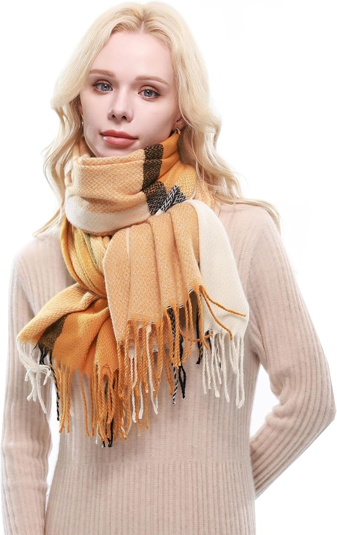 RIIQIICHY Plaid Scarf for Women Fall Winter Pashmina Scarves Wraps for Cold Weather Warm Large