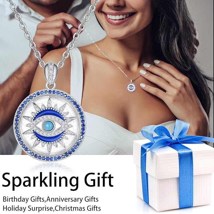 AENEAS Evil Eye Necklace for Women 925 Sterling Silver Necklace Ojo Turco Trendy Jewelry Gifts for Women Wife