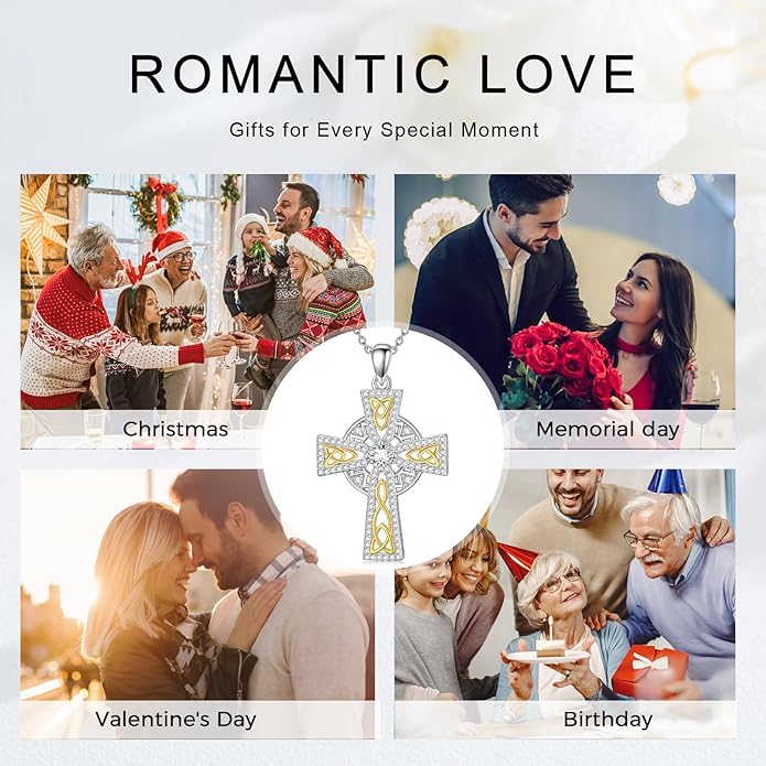 Cross Necklace for Women 925 Sterling Silver Cross Pendant Religious Christian Jewelry Faith Easter Gifts for Wife