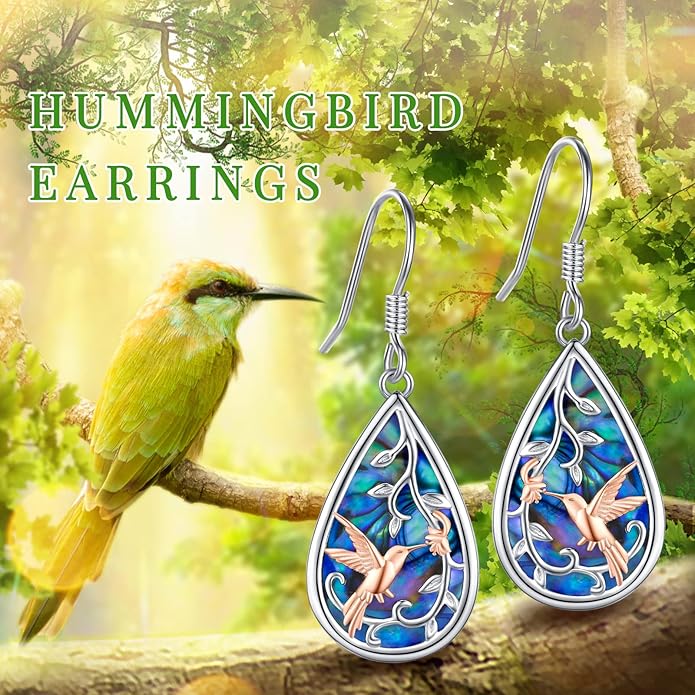 Sterling Silver Tree of Life/Flower/Bee/Animals/Cat/Hummingbird Dangle Earrings Moonstone Turquoise Drop Leverback Earrings Jewelry Gifts