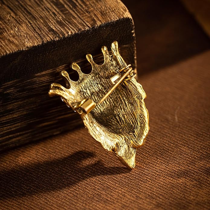 HETICA Vintage Animal Dragon Skull Wolf Crown Lion Brooch for Men Women Suit Tie Dress Lapel Pin Fashion Jewelry