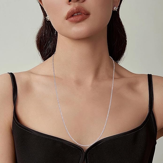Gacimy 925 Sterling Silver Rope Chain for Women Men, 1.2mm 1.5mm 1.8mm Width 16 18 20 22 24 Inches Length