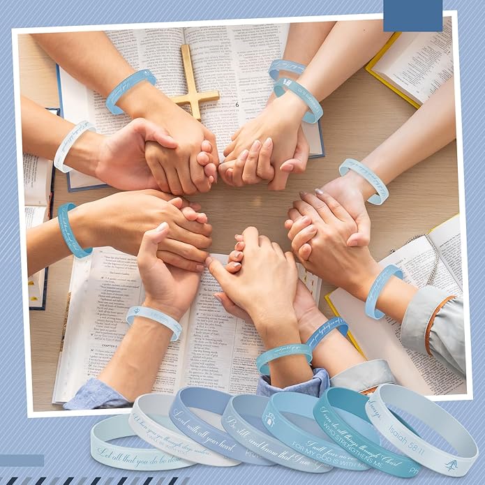 Ecation Bible Verses Bracelets Bulk Scripture Silicone Wristbands Inspirational Motivational Quote Rubber Wristbands Christian Bracelets for Easter Carnival Party Favors