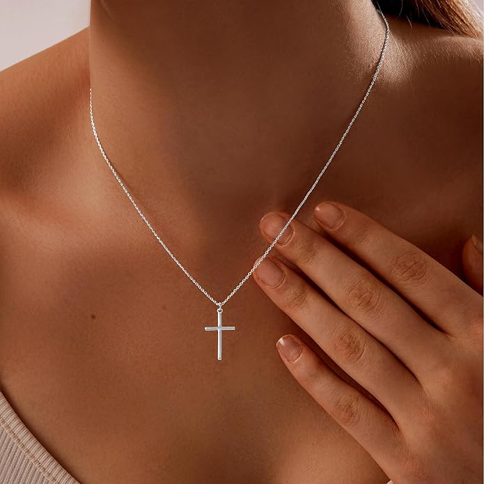 Partm Gold Cross Necklace for Women 14K Plated Dainty Pendant Cross Chain Faith Crucifix Choker Baptism Necklace for Women Trendy Religious Jewelry Hypoallergenic