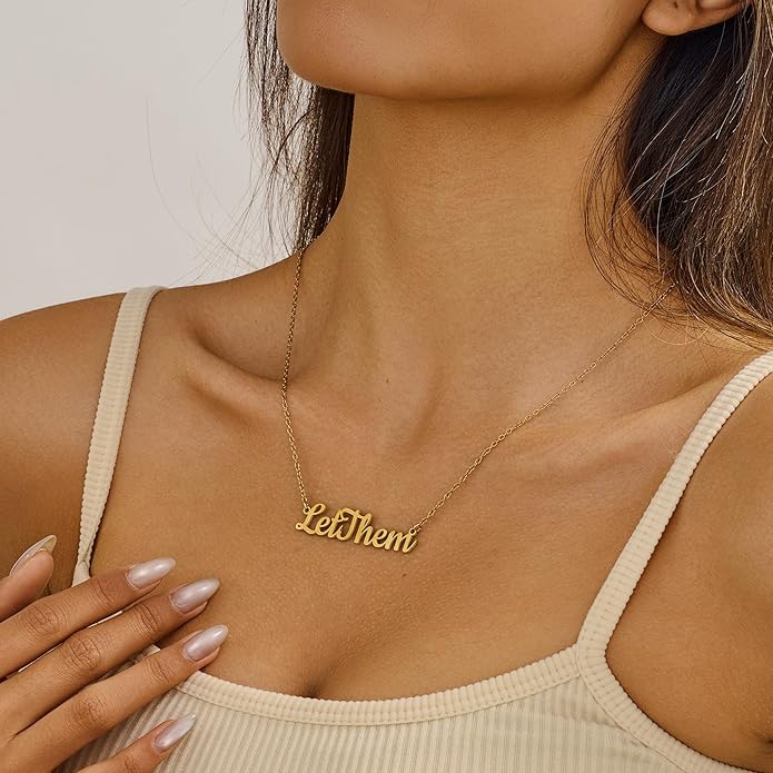DivaGlamz Let Them Necklace For Women, Self Worth Motivation Statement Stainless Steel Necklaces To My Daughter/Best Friend Inspirational Gifts Jewelry