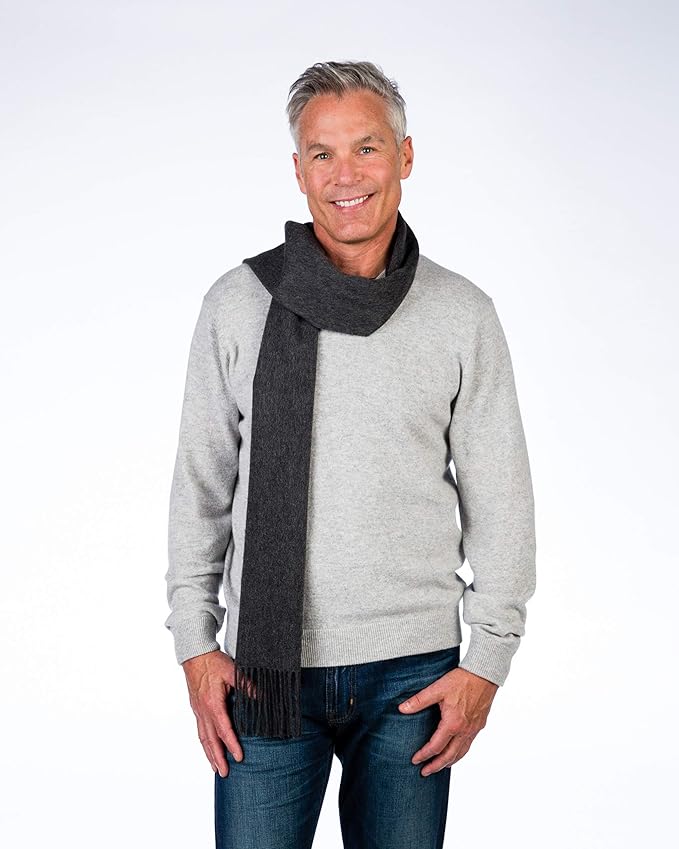Alashan Cashmere Ultra-Fine Merino Wool and Cashmere Blend Woven Scarf -Luxe fabric-Lightweight- 72" x 12"