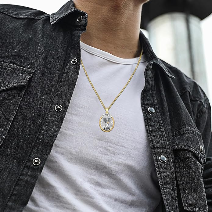 Taioiat Saint Necklace 925 Sterling Silver St Necklace Amulet Pendant Jewelry Religious Gift for Men Women