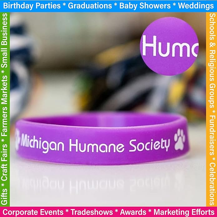 USMG Custom One Color Print Rubber Bracelets Silicone Wristbands - Add a Message - Personalized for Motivation, Events, Support, Fundraisers