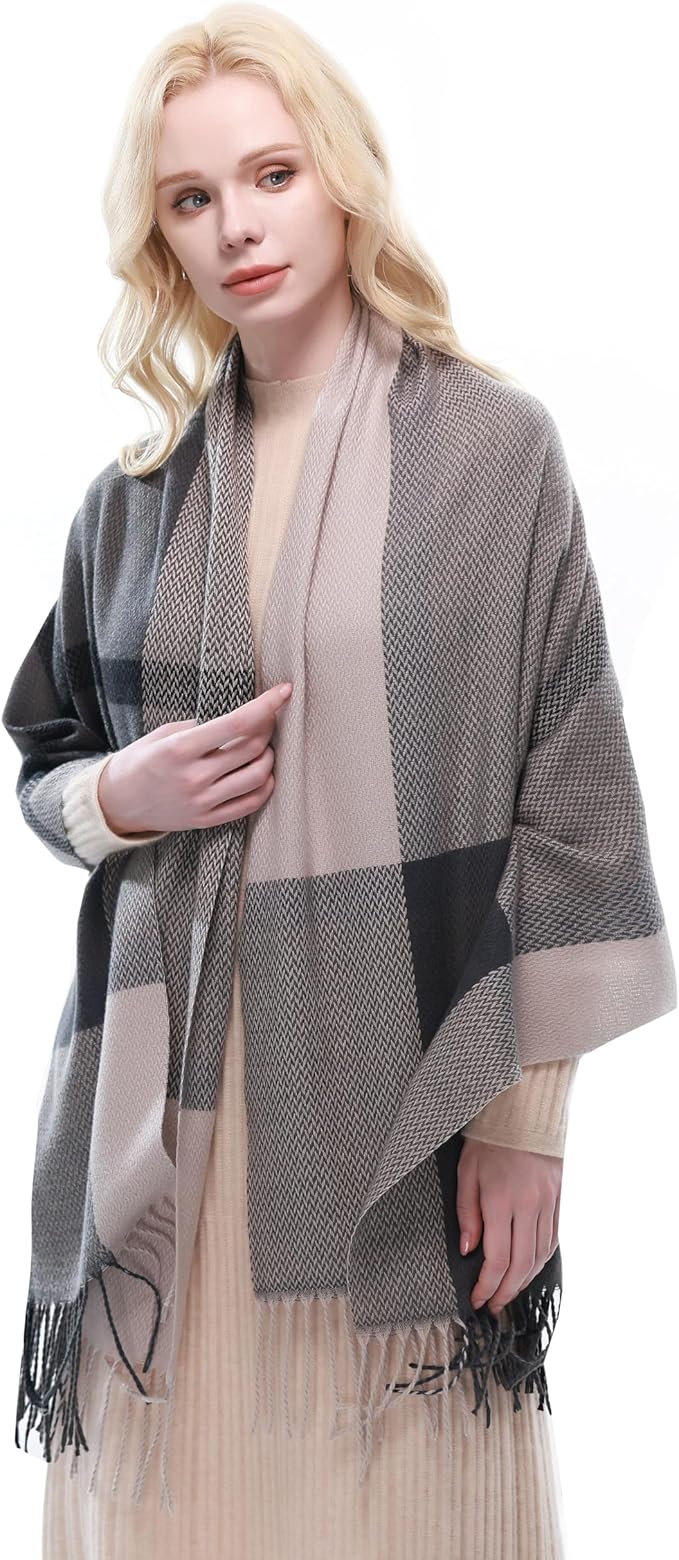 RIIQIICHY Plaid Scarf for Women Fall Winter Pashmina Scarves Wraps for Cold Weather Warm Large