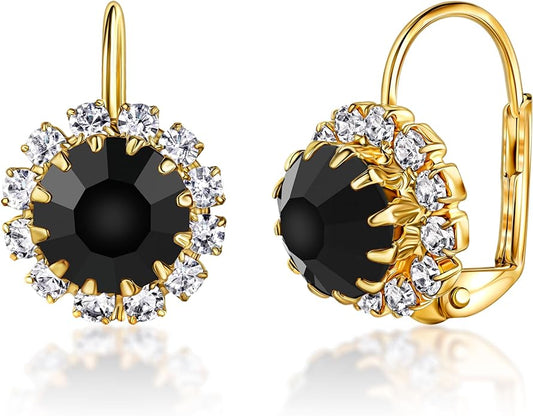 Brazel 18K Gold Plated Crystal Flower Earrings for Women