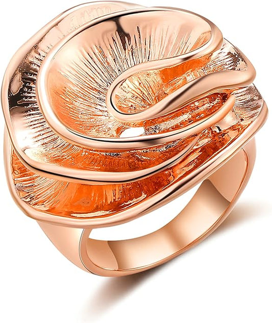 Mytys Cocktail Rings for Women Fashion 18K Gold Plated & Silver Flower Statement Ring Wedding Engagement Party Jewelry Gift