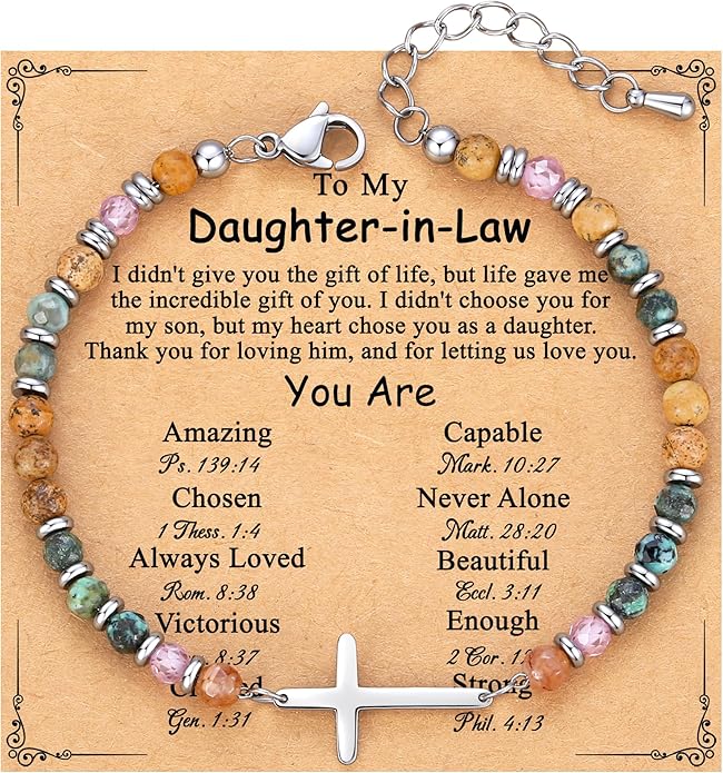 TONY & SANDY Christian Cross Bracelet for Women, Stocking Stuffers for Women, Confirmation Baptism Easter Gifts, Unique Gift for Friends Daughter Mom Sister in Christ on Birthday Christmas