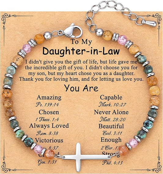 TONY & SANDY Christian Cross Bracelet for Women, Stocking Stuffers for Women, Confirmation Baptism Easter Gifts, Unique Gift for Friends Daughter Mom Sister in Christ on Birthday Christmas