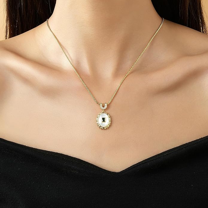 Mytys Coin Pendant Necklace for Women 18K Gold and Silver Intertwined Crossover Pendant Two Tone Necklaces Christmas Jewelry Gift