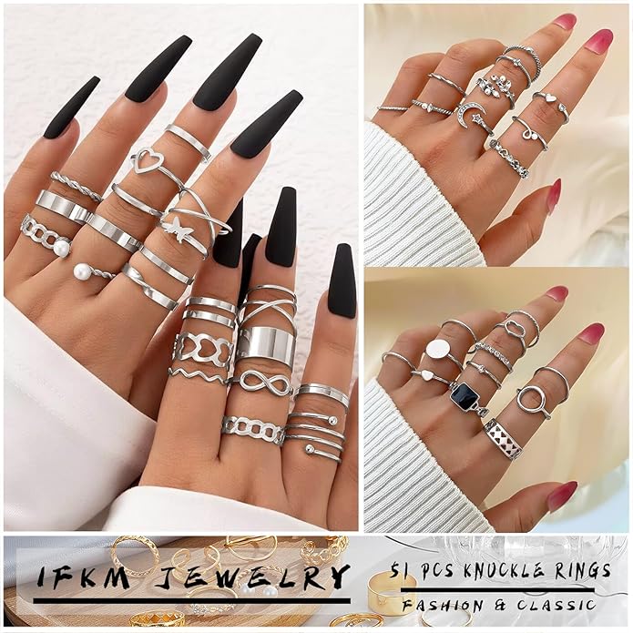 IFKM Gold Knuckle Rings Set For Women Vintage Stackable Joint Finger Midi Rings Dainty Cubic Zirconia Crystal Simple Twist Hollow Cute Rings Pack Jewelry Gift